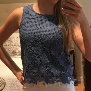 Blue knit tank top